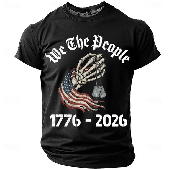 FUZHIQ American Flag T Shirt Men USA Star Stripes Fourth July Tee Shirts Casual America Flag Print Crew Neck Tee Tops,M