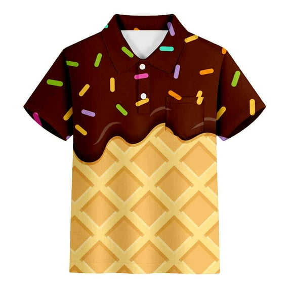 FUZHIQ Baby Boys' Button-Down & Dress Shirts Kids Boys Girls Short Sleeve Summer Casual Prints Gentleman Tops Teen Holiday Shirts T Shirt With Pocket ,7-8 Years