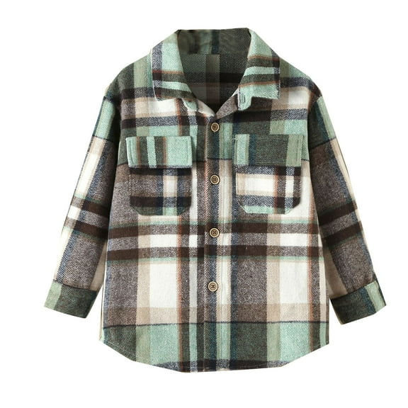 FUZHIQ Baby Boys' Button-Down & Dress Shirts Toddler Boys Girls Children Autumn Winter Long Sleeve Blouse Tops Plaid 7 Colors Outwear ,2-3 Years