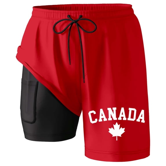 FUZHIQ Big Men's Swim Trunks Breathable Floral Swim Trunks Quick Dry 4th Of July Swim Trunks with Compression Liner Stretch Fabric Fishing Shorts for Men,XXL