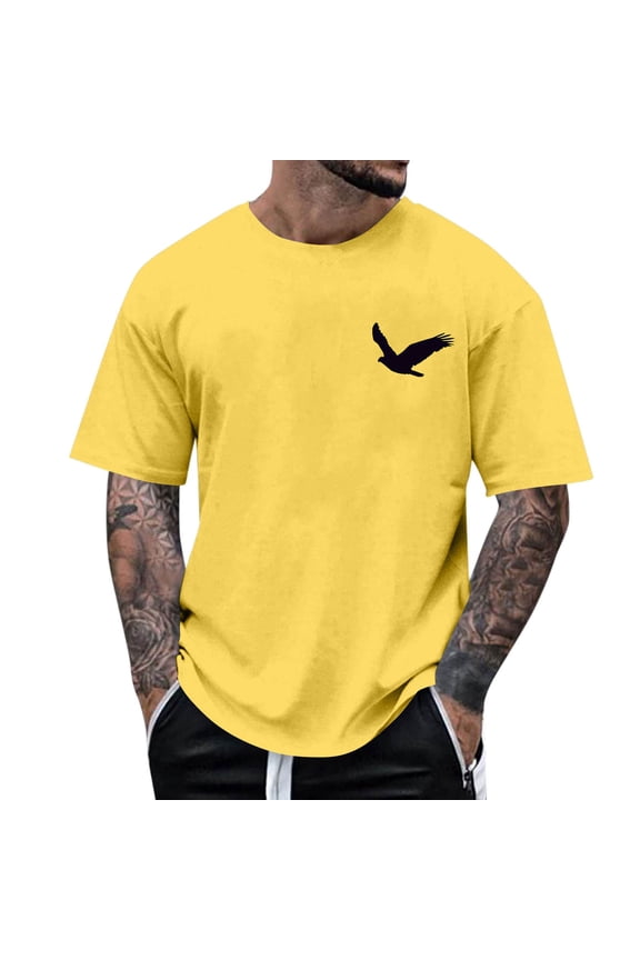 Big and Tall Graphic T Shirts for Men Quality Breathable Crewneck Holiday Tee Solid Color Shirt Casual Short Sleeve Summer Basic Tops,M