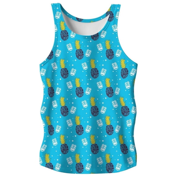 FUZHIQ Big and Tall Tank Tops for Men Palm Print Loose Fit Round Neck Elastic Tops for Daily Outdoor Wear,L