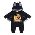thumbnail image 1 of FUZHIQ Black Baby Bat Wing Romper Black with Hallowenn Print, Hooded Long Sleeve Jumpsuit Outfit for My 1st Halloween, 3-6 Months, 1 of 7