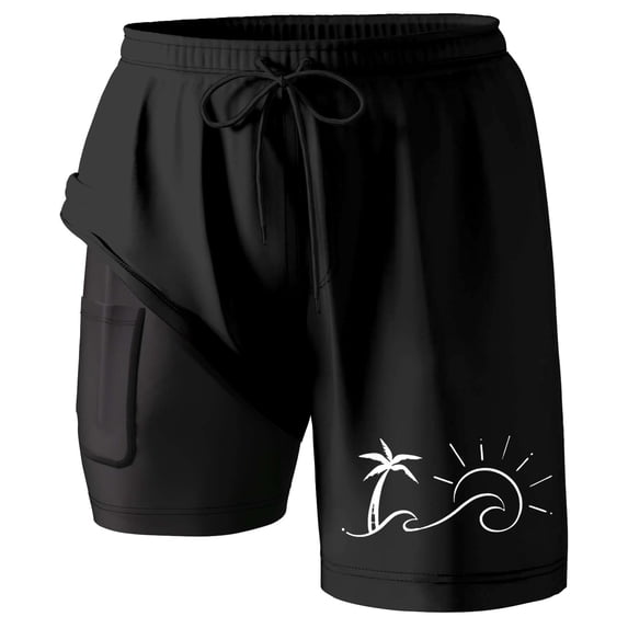 FUZHIQ Board Shorts Men's No Lining Slim Fit Floral Swim Trunks Quick-Dry Pool Swimming Trunks with Compression Liner Stretch Fabric Beach Shorts Bathing Suits,XXL