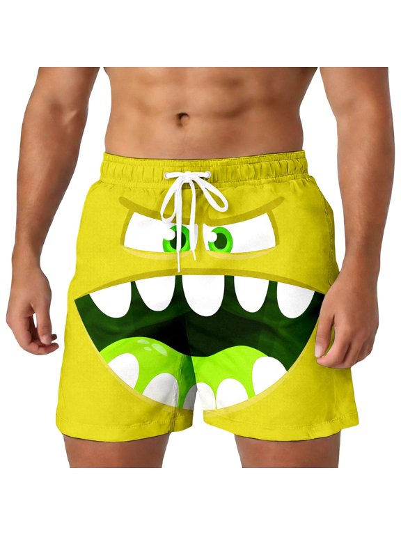 Board Shorts Men's Swim Breathable Floral Swim Trunks Quick Dry Patriotic Swimming Trunks with Pockets Stretch Fabric Swimwear Bathing Suits,S
