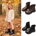 thumbnail image 1 of FUZHIQ Boots for Girls Kids Ankle Boots Short Boots Toddlers Dress Boots Low Heel Side Zipper,Black,9-9.5 Years, 1 of 8