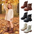 thumbnail image 1 of FUZHIQ Boots for Girls Kids Ankle Boots Short Boots Toddlers Dress Boots Low Heel Side Zipper,Brown,4.5-5 Years, 1 of 8