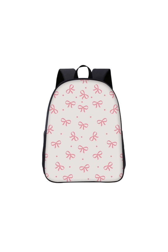 Bow School Backpack for Ages 6-12 Dual Front Pockets Breathable Padded Straps Sweet Style Student Bookbag, Pink