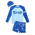 thumbnail image 1 of FUZHIQ Boys 2 Piece Long Sleeve Raglan Rash Guard Swimsuit Set, UPF 50+ UV Protection Quick Dry Bathing Suit for Beach Vacation,5-6 Years, 1 of 8