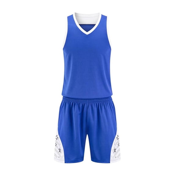 FUZHIQ Boys Basketball and Shorts 2-Piece Set, V-Neck Sleeveless Athletic Uniform Breathable Quick-Dry Sportswear,3-16 Years