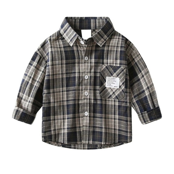 FUZHIQ Boys Fall Jacket Size 10 Stylish Boys Long Sleeve Plaid Print Shirt Comfortable Casual Button Down Top for School And Daily Wear