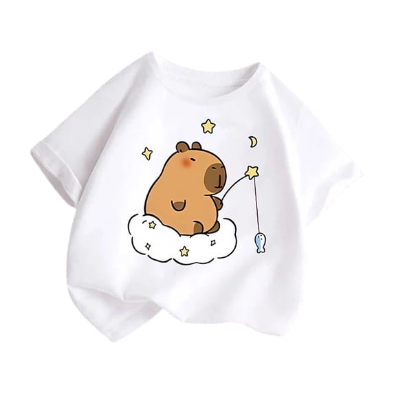 FUZHIQ Boys Girls Cute Soft Graphic T-Shirt Lovely Animal Short Sleeve Crewneck Top, Soft Comfortable Summer Casual Shirt,9-10 Years