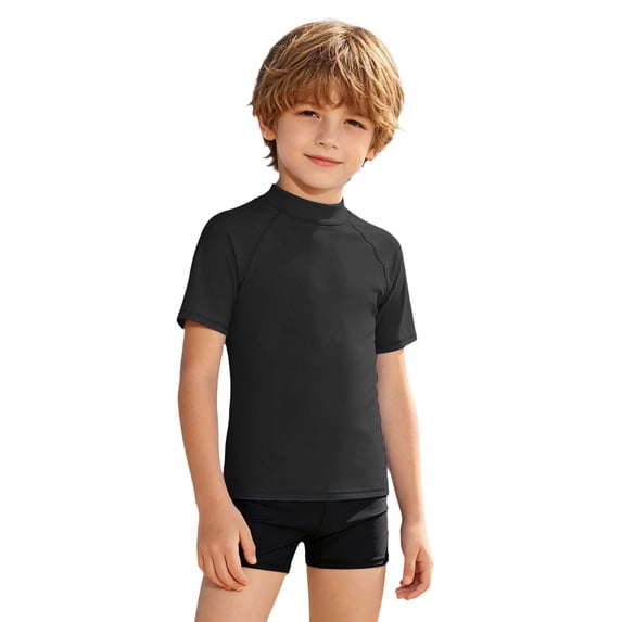 FUZHIQ Boys Girls Rash Guard Short Sleeve UPF 50+ Sun Protection Swim Shirt Kids Quick Dry SPF Water Shirt,11-12 Years