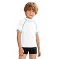 thumbnail image 1 of FUZHIQ Boys Girls Rash Guard Short Sleeve UPF 50+ Sun Protection Swim Shirt Kids Quick Dry SPF Water Shirt,3-4 Years, 1 of 7