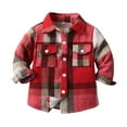 thumbnail image 1 of FUZHIQ Boys Long Sleeve Button Down Shirts Toddler Boys Girls Shirt Coat Jacket Plaid Long Sleeve Kids Lapel Button Tops Outwear ,7-8 Years, 1 of 4