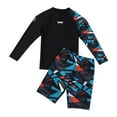 thumbnail image 1 of FUZHIQ Boys Plus Size 2 Piece Long Sleeve Rash Guard Swimsuit Set, UPF 50+ Sun Protection Quick Dry Loose Stretchy Ocean Nautical Print Bathing Suit for Big Kids Beach Swim,150, 1 of 6