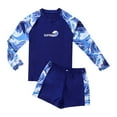 thumbnail image 1 of FUZHIQ Boys Plus Size 2 Piece Long Sleeve Rash Guard Swimsuit Set, UPF 50+ Sun Protection Quick Dry Loose Stretchy Ocean Nautical Print Bathing Suit for Big Kids Beach Swim,180, 1 of 3