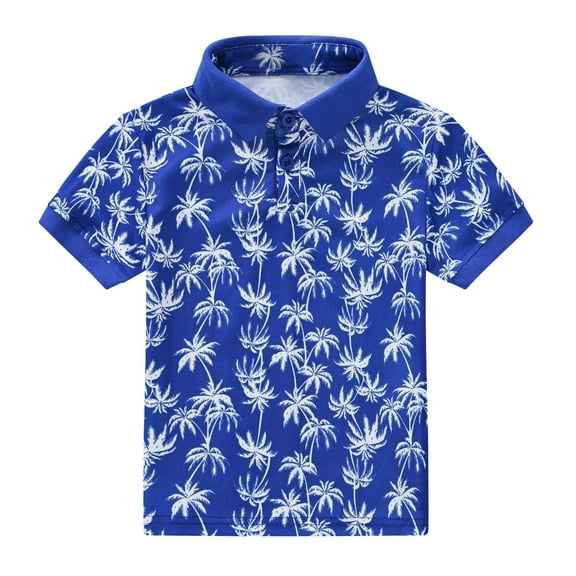 FUZHIQ Boys Shirts Toddler Boys Short Sleeve Summer Casual Cartoon Prints Gentleman Tops Hawaii Beach Holiday Floral Shirts T Shirt ,18-24 Months