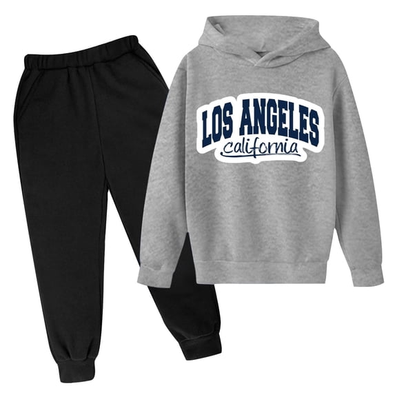 FUZHIQ Boys Sweatpant Set Christmas Boys Suit Letter Printed Long Sleeve Pullover Hooded Sweatshirt Set Fall Winter Clothing Set for Kids