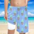 thumbnail image 1 of FUZHIQ Boys Swim Pineapple Print Trunks With Compression Liner Boy Bathing Suit Quick Dry Beach Swimsuit Toddler Swim Shorts,7 Years, 1 of 5