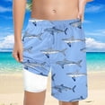 thumbnail image 1 of FUZHIQ Boys Swim Shark Print Trunks With Compression Liner Boy Bathing Suit Quick Dry Beach Swimsuit Toddler Swim Shorts,10-12 Years, 1 of 5
