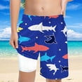 thumbnail image 1 of FUZHIQ Boys Swim Shark Print Trunks With Compression Liner Boy Bathing Suit Quick Dry Beach Swimsuit Toddler Swim Shorts,14-16 Years, 1 of 5