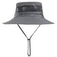 thumbnail image 1 of FUZHIQ Breathable Mesh Wide Brim Sun Hat UPF 50+ UV Protection for Men Women, Windproof Bucket Hat with Adjustable Strap for Fishing Hiking Gardening Beach Outdoor, 1 of 6