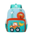 thumbnail image 1 of FUZHIQ Cartoon Excavator School Backpack for 1st 2nd 3rd 4th Grade, Construction Theme Bookbag with Matching Coin Pouch, Colorful School Bag for Ages 4-10, Green, 1 of 3