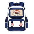 thumbnail image 1 of FUZHIQ Cartoon Patchwork School Backpack for 3rd 4th 5th 6th Grade Reflective Strip Ergonomic Back Cushion Multi Pocket Bookbag Back to School, Dark Blue, 1 of 5