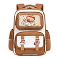 thumbnail image 1 of FUZHIQ Cartoon Patchwork School Backpack for 3rd 4th 5th 6th Grade Reflective Strip Ergonomic Back Cushion Multi Pocket Bookbag Back to School, Brown, 1 of 9