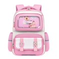 thumbnail image 1 of FUZHIQ Cartoon Patchwork School Backpack for 3rd 4th 5th 6th Grade Reflective Strip Ergonomic Back Cushion Multi Pocket Bookbag Back to School, Pink, 1 of 5