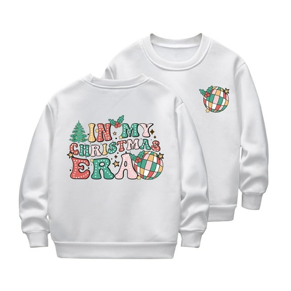 FUZHIQ Children's Autumn and Winter Long Sleeve and Christmas Print Casual Thick Warm Crew Neck Hoodie for Boys And Girls for 5-6 Years