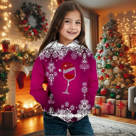 FUZHIQ Christmas Hoodies for Teen Girls Cute Xmas Tree Pullover Hoodies Long Sleeve Oversized Fall Holiday Festive Party Outfit