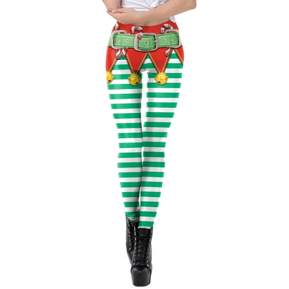 FUZHIQ Christmas Leggings for Women High Waist Christmas Printed Yoga Pants Soft Holiday Tights Pant Plus Size