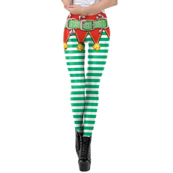FUZHIQ Christmas Leggings for Women High Waist Christmas Printed Yoga Pants Soft Holiday Tights Pant Plus Size