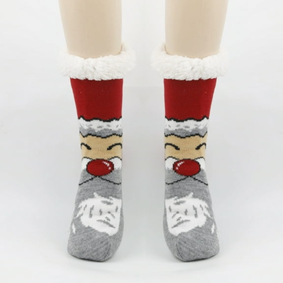FUZHIQ Christmas Socks Women Christmas Fuzzy Cozy Soft Thermal Crew Socks Red Socks for Women Fuzzy Lined Warmth Cozy Indoor Wear