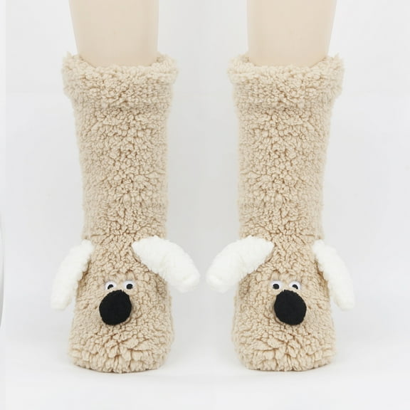 FUZHIQ Christmas Socks Women Christmas Fuzzy Cozy Soft Thermal Crew Socks Red Socks for Women Fuzzy Lined Warmth Cozy Indoor Wear