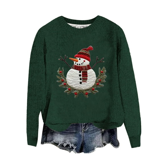 FUZHIQ Christmas Sweater Cute Holiday Sweater Everyday Wear Lounge Wear Plus Size Festive Sweater for Women