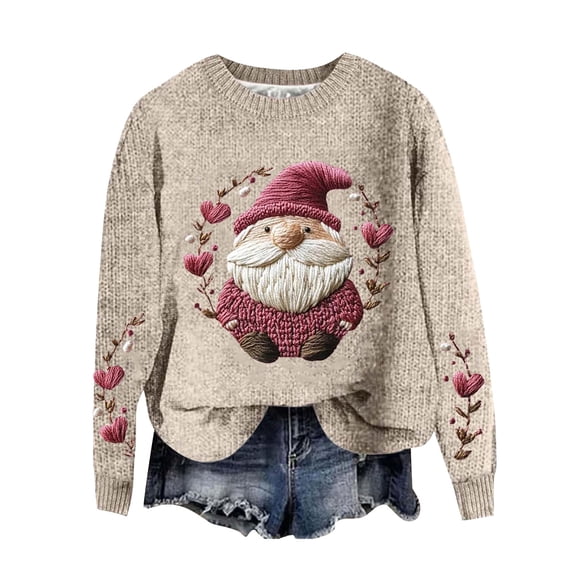 FUZHIQ Christmas Sweaters for Women Christmas Snowman Santa Cozy Pullover Sweater Oversized Funny Holiday Pullover Tops Winter Sweaters for Women