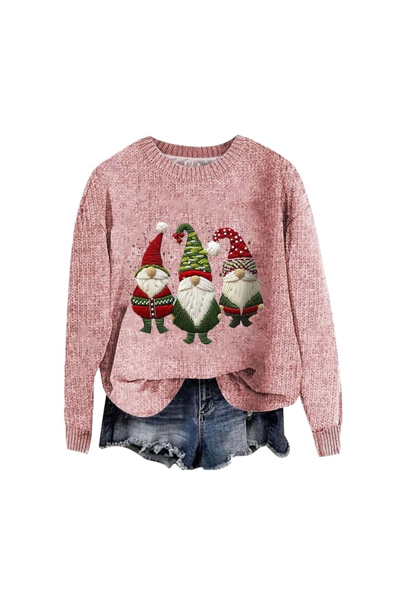Christmas Sweaters for Women Christmas Snowman Santa Cozy Pullover Sweater Oversized Funny Holiday Pullover Tops Winter Sweaters for Women