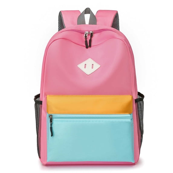 FUZHIQ Classic School Backpack for Ages 8-15, Simple Bookbag with Multiple Pockets, Water Resistant Lightweight Middle School Bag, Pink