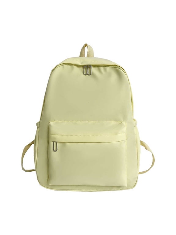 Classic Solid Color School Backpack for 3rd 4th 5th 6th Grade, Simple Minimalist Bookbag with Front Utility Pocket, Lightweight Water Resistant Elementary School Bag, Yellow