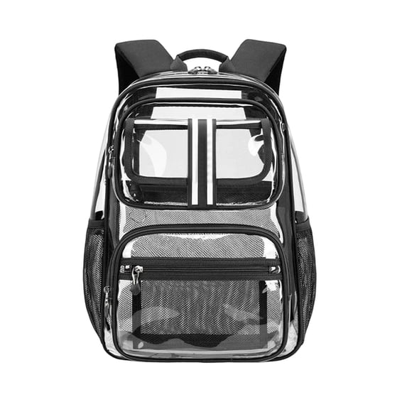 FUZHIQ Clear Transparent School Backpack for 3rd 4th 5th 6th 7th Grade, Heavy Duty Bookbag, Water Resistant Elementary Middle School Bag, Black