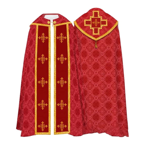 FUZHIQ Clergy Vestments Chasuble Cross Robe Priest Cloak Catholic for Christmas Mass Halloween Cos