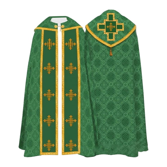 FUZHIQ Clergy Vestments Chasuble Cross Robe Priest Cloak Catholic for Christmas Mass Halloween Cos