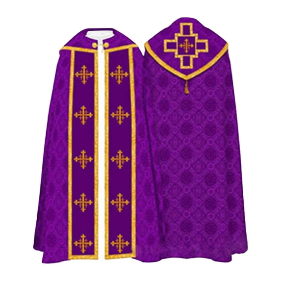 FUZHIQ Clergy Vestments Chasuble Cross Robe Priest Cloak Catholic for Christmas Mass Halloween Cos