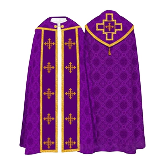 FUZHIQ Clergy Vestments Chasuble Cross Robe Priest Cloak Catholic for Christmas Mass Halloween Cos