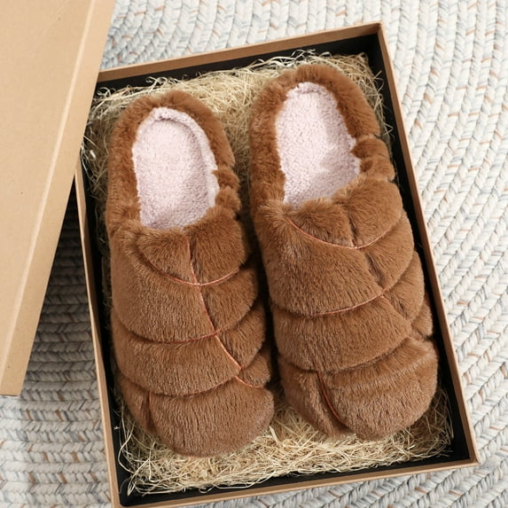 FUZHIQ Cozy Furry House Slippers for Women/men Comfy Memory Foam Female Home Slipper Bedroom Furry Socks Around House Shoes for Indoor Outdoor Wear