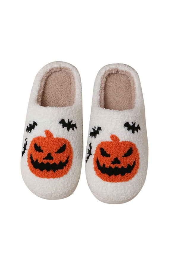 Cozy Furry House Slippers for Women/men Smile Face Christmas Memory Foam Woman Slipper Plush Warm with Non- Sole Cute Indoor Home Shoes Casual Soft