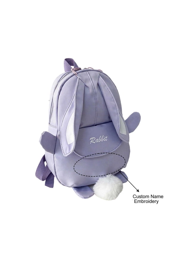 Cute 3D Rabbit Ear School Backpack for Ages 3rd 4th 5th 6th Grade Fluffy Tail Cartoon Bookbag Elementary Back to School